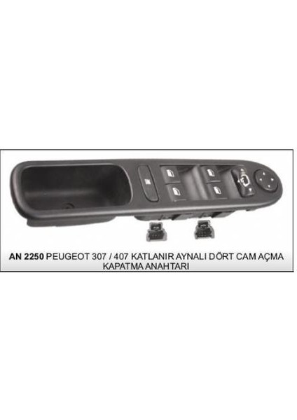 Cam Kaldırma Anahtarı Sol Ayna Ayarlı Peugeot 307 9 Pin 6554KT Vertex AN2250