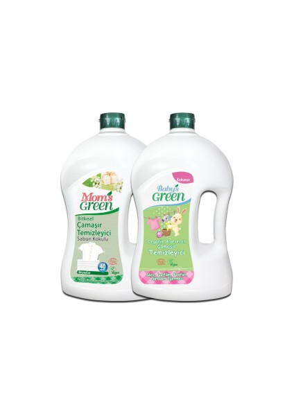 2'li Set Çamaşır Temizleyici Sabun kokulu -Baby's Green Organik Bebek Çamaşır Temizleyici 1500 ml x 2 Adet