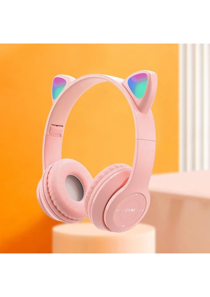 P47M Cat Ear Kedi Kulaklı Kulak Üstü Kablosuz Bluetooth Kulaklık