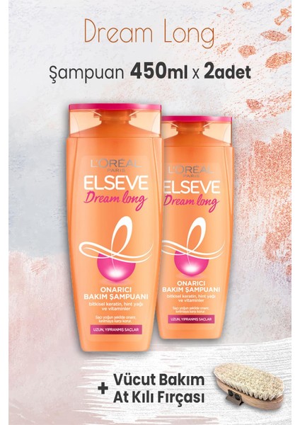 Dream Long Onarıcı Şampuan 450 Ml X 2 Adet Ve Vücut Bakım At Kılı Fırçası