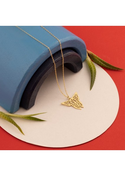 Origami Kelebek Gümüş Kolye