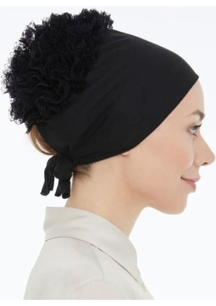 Fırfırlı Penye Bone - Siyah-56