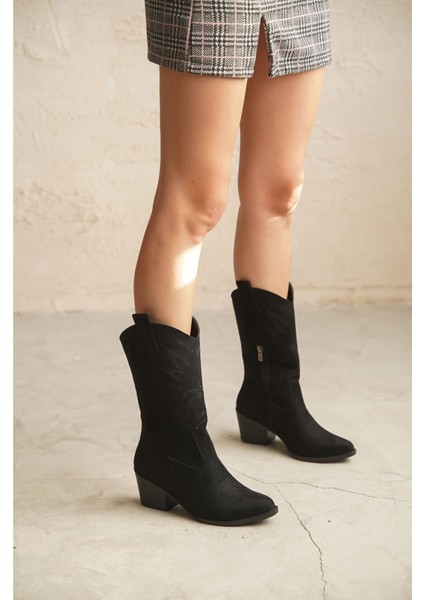 Kadın Costa Kovboy Çizme - Düz-Siyah Süet fiyatları