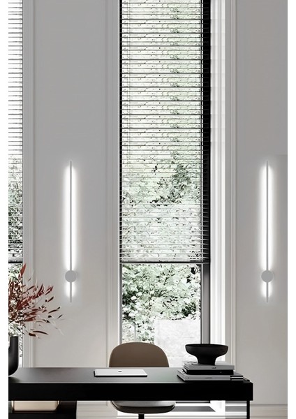 Modern Dekoratif Çubuk Led Duvar Aplik 70 Cm Beyaz Profil (Yuvarlak Rozanslı) 3000K Sarı Işık