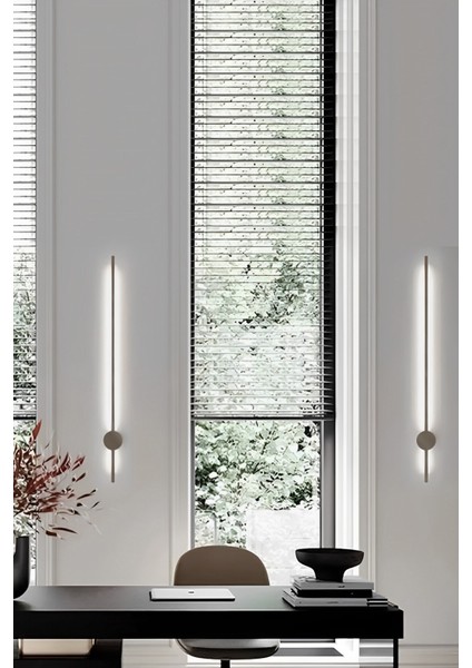 Modern Dekoratif Çubuk Led Duvar Aplik 70 Cm Bronz Profil (Yuvarlak Rozanslı) 3000K Sarı Işık