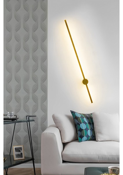Modern Dekoratif Çubuk Led Duvar Aplik 70 Cm Bronz Profil (Yuvarlak Rozanslı) 3000K Sarı Işık