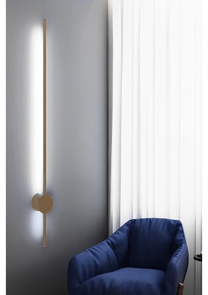Modern Dekoratif Çubuk Led Duvar Aplik 70 Cm Bronz Profil (Yuvarlak Rozanslı) 3000K Sarı Işık
