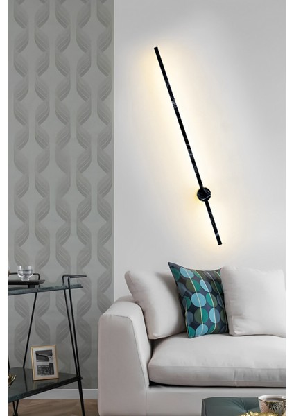Modern Dekoratif Çubuk Led Duvar Aplik 70 Cm Siyah Mermer Desenli Profil (Yuvarlak Rozanslı) 4000K modelleri