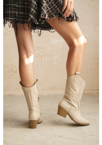 Kadın Delmar Kovboy Çizme Ten Deri modelleri