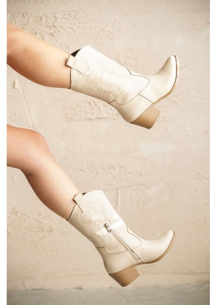 Kadın Delmar Kovboy Çizme Ten Deri indirimleri