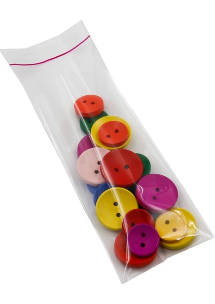 7X20 cm Şeffaf Bantlı Poşet / 50 Adet