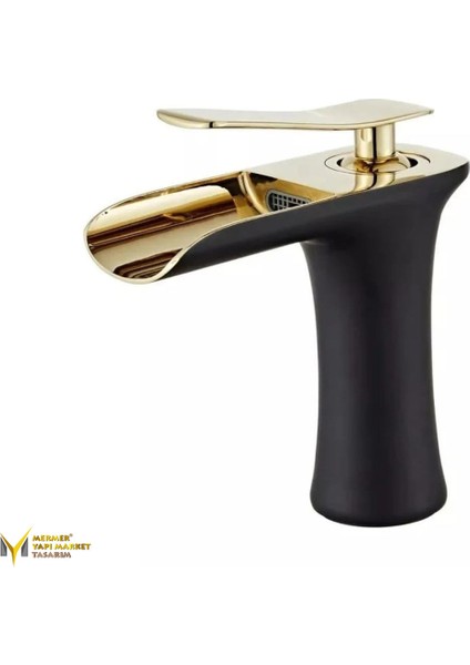 Siyah Gold Şelale Lavabo Bataryası