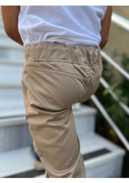 Beli Lastikli Okul Pantolonu, Bej Rengi Okul Pantolonu, Kolej Pantolonu fiyatları