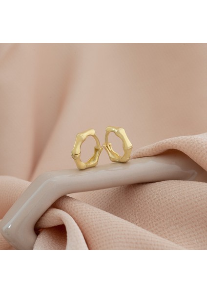 Bambu Şekilli Gümüş Halka Küpe