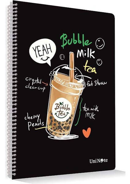 Coffee Desenli Spiralli Çizgili 60 Yp. Defter