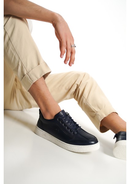 4500-LCV Hakiki Deri Lacivert Erkek Spor Ayakkabı & Sneaker