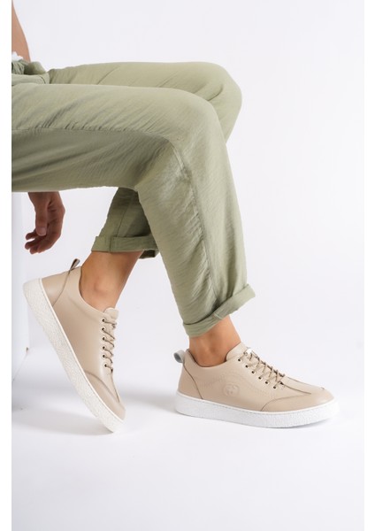 Mubaino 4500-BJ Hakiki Deri Bej Erkek Spor Ayakkabı & Sneaker