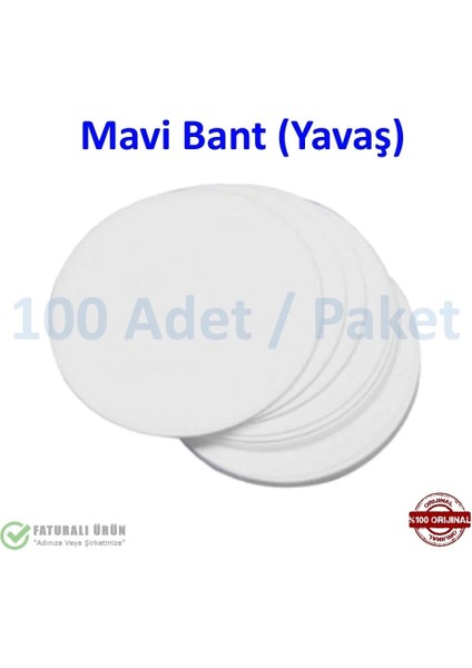 Laboratuvar Filtre Kağıdı 90 mm Nitel - Mavi Bant Yavaş Hız - 100 Adetlik Paket