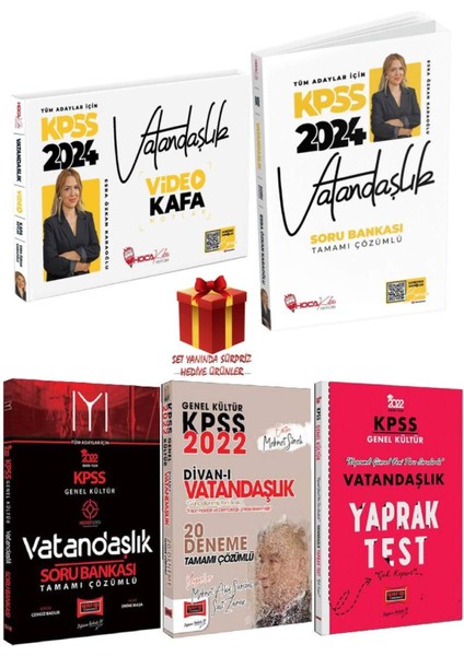 2024 Hoca Kafası KPSS Vatandaşlık Konu Anlatım + Soru Bankası + Yargı Vatandaşlık SB + 20D + YAPRAK + HEDIYE