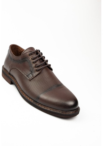 1043 1 Kahverengi Deri Erkek Klasik Ayakkabı
