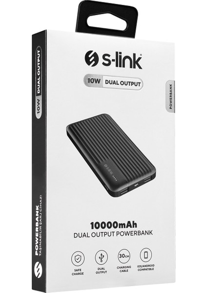 S-link G101 10000mAh 2*USB+1*Micro+1*Type-C Siyah Taşınabilir Pil Şarj Cihazı Powerbank