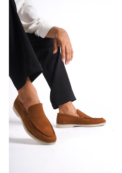 -MBKRY22103TB Taba Hakiki Nubuk Deri Erkek Loafer & Günlük Ayakkabı