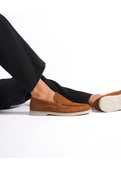 -MBKRY22103TB Taba Hakiki Nubuk Deri Erkek Loafer & Günlük Ayakkabı