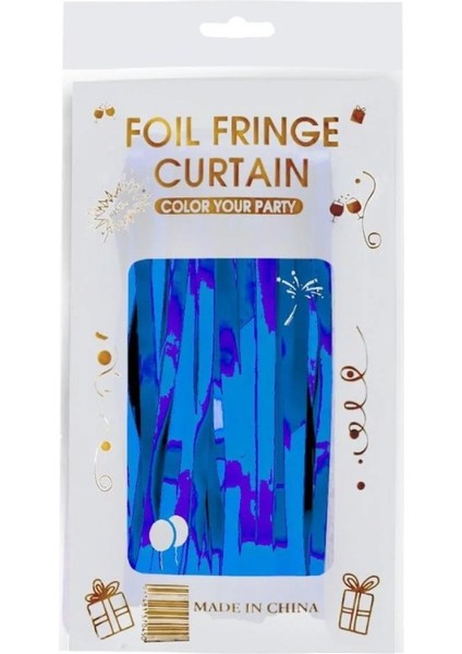 Mavi Metalize Kapı Duvar Fon Arka Perde 1x2 Metre