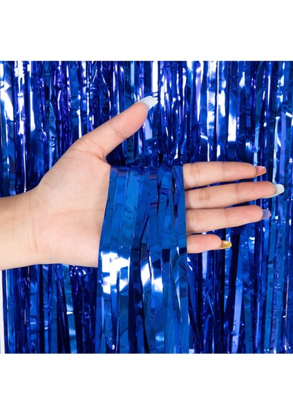Mavi Metalize Kapı Duvar Fon Arka Perde 1x2 Metre fiyatları