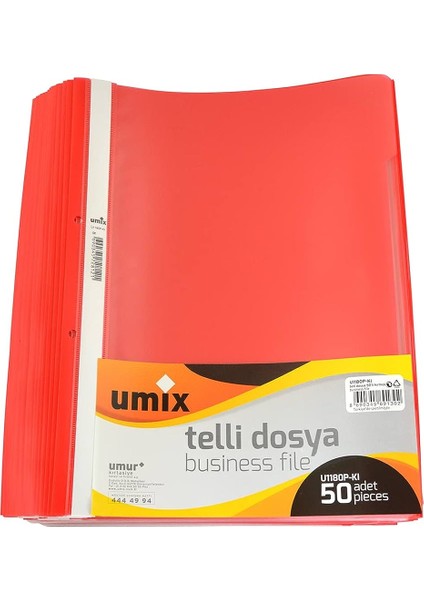 Umıx A4 Telli Dosya 50'li Paket Kırmızı