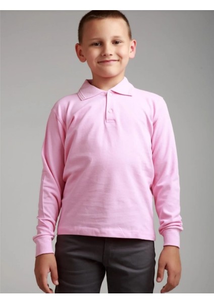 Unisex Çocuk Uzun Kol Polo Yaka Okul T-Shirt