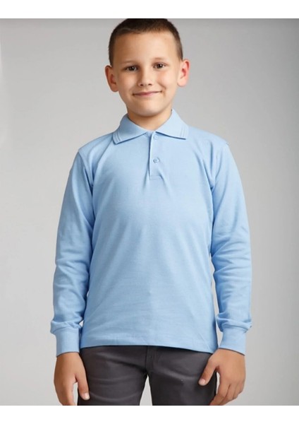 Unisex Çocuk Uzun Kol Polo Yaka Okul T-Shirt