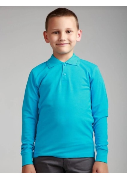 Unisex Çocuk Uzun Kol Polo Yaka Okul T-Shirt