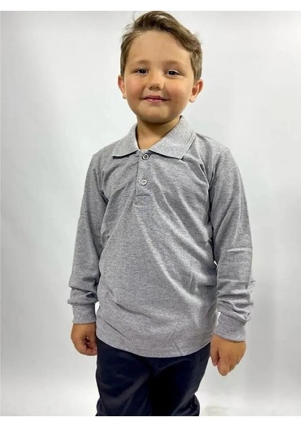 Unisex Çocuk Uzun Kol Polo Yaka Okul T-Shirt