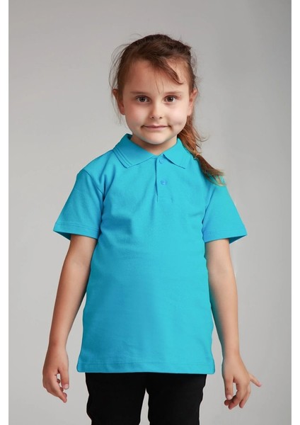Unisex Çocuk Kısa Kol Polo Yaka Okul T-Shirt