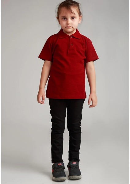 Unisex Çocuk Kısa Kol Polo Yaka Okul T-Shirt