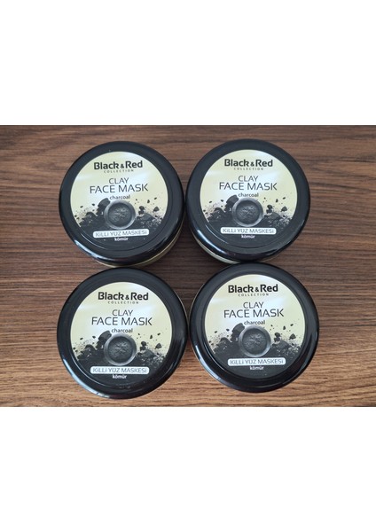 Black Red Killi Yüz Maskesi Kömür 4 Adet