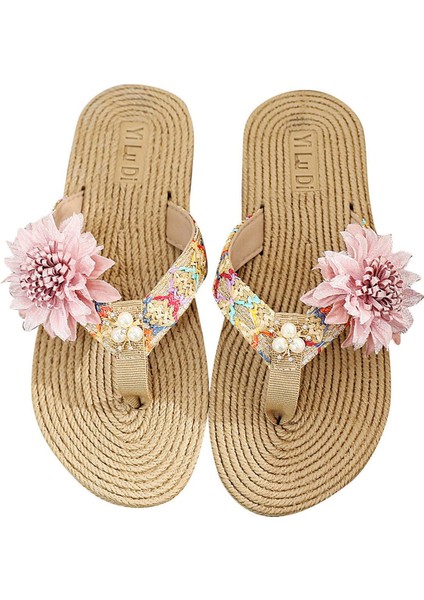 Yazlık Ayakkabı Kadın Deniz Kenarı Terlik Terlik Çiçekler (Yurt Dışından)