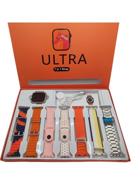 Watch 8 Ultra2 7 In 1 Akıllı Saat 7 Kordonlu Takvim Spor Whatsapp Menülü 7in1