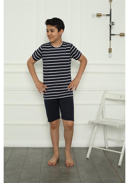 Erkek Çocuk Penye Şortlu Pijama Takım 20394 modelleri