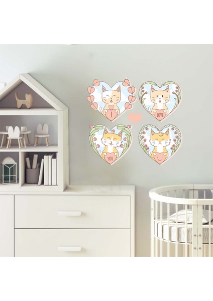 I Love You Kedi Sticker Duvar Sticker 30X30 cm fiyatları