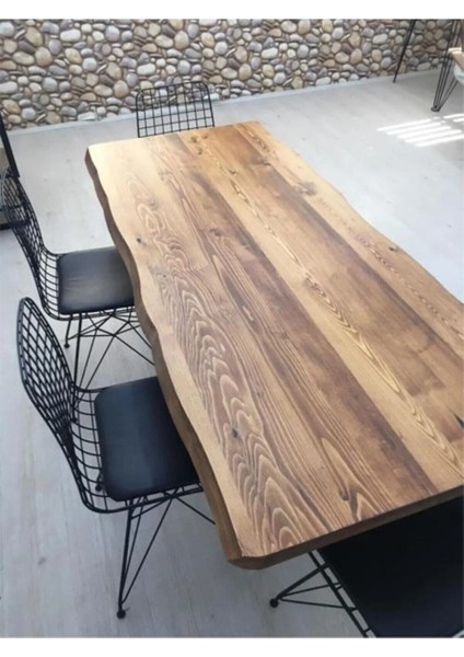 Tasarım 6 Kişilik Yemek Masası 100X200 Lüx Masa Kütük Masa Vakko Ayak
