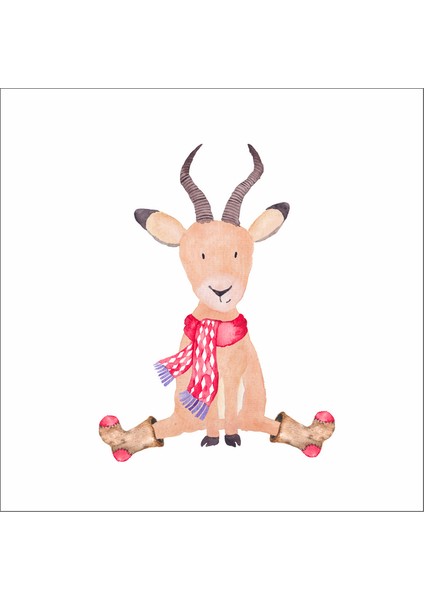 Sevimli Geyik Yılbaşı Sticker Duvar Sticker 30X15 cm