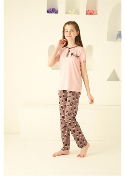 Kız Çocuk Pamuk Kısa Kollu Pijama Takımı 20365