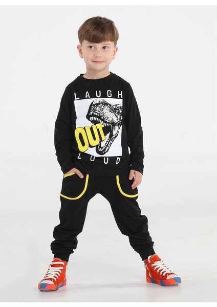 Out Dino Siyah Baggy Pantolon + T-Shirt Takım