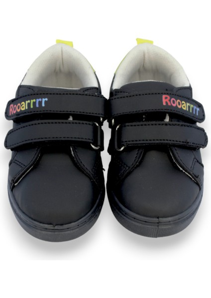 Dinozor Baskılı Siyah Cırt Cırtlı Erkek Çocuk Günlük Sneaker Spor AYAKKABI-S-1006 modelleri