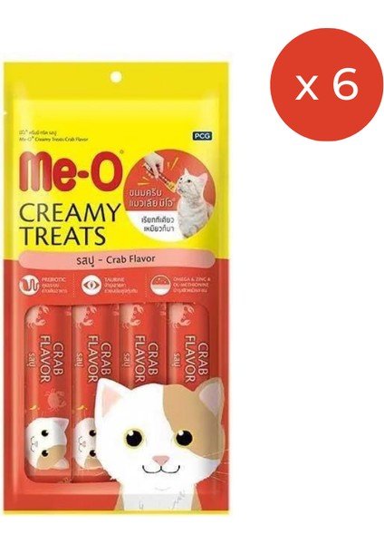 Me-O Creamy Treats Yengeçli Krem Kedi Ödül Maması 4 x 15 G 6'lı Paket