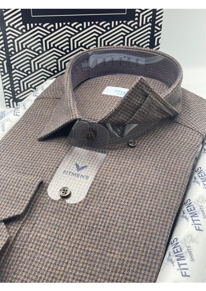 Klasik Uzun Kol Kışlık Ekoseli Oduncu Yaka Altı Düğmeli Pamuklu Hediye Kutulu Erkek Gömlek M542 - Kahverengi fiyatları