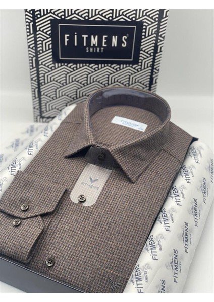 Klasik Uzun Kol Kışlık Ekoseli Oduncu Yaka Altı Düğmeli Pamuklu Hediye Kutulu Erkek Gömlek M542 - Kahverengi modelleri