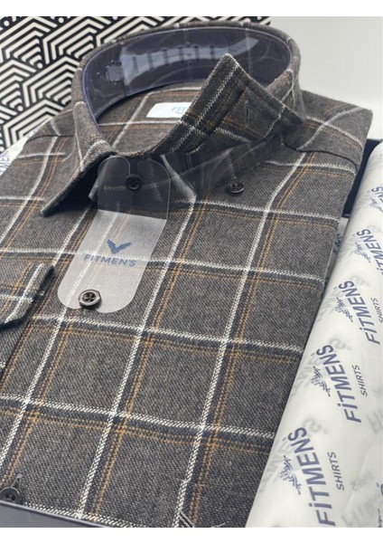 Klasik Uzun Kol Kışlık Ekoseli Oduncu Yaka Altı Düğmeli Pamuklu Hediye Kutulu Erkek Gömlek A8145 - Kahverengi fiyatları